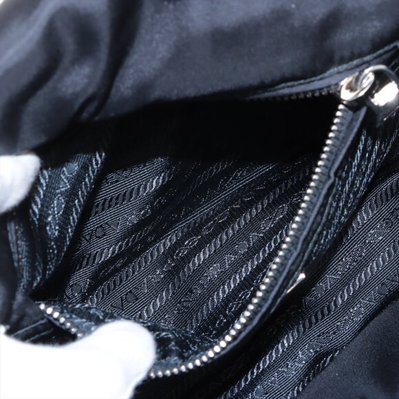Prada Shoulder Bomber Black Leather Nylon Bag Tessuto - Picture 7 of 8